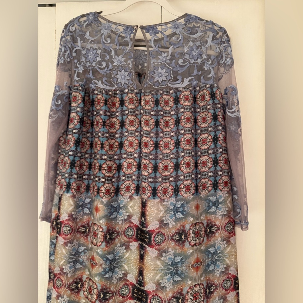 Chic Blue And Multicolor Patterned Mini Dress - image 7